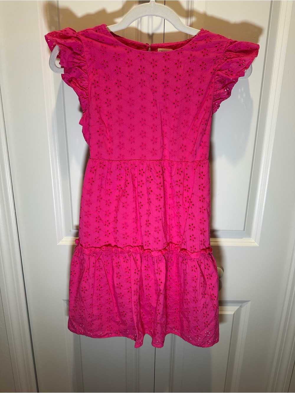 Crewcuts Girls' Eyelet Dress with Ruffle Sleeves - Hot Pink NWOT 100% Cotton
